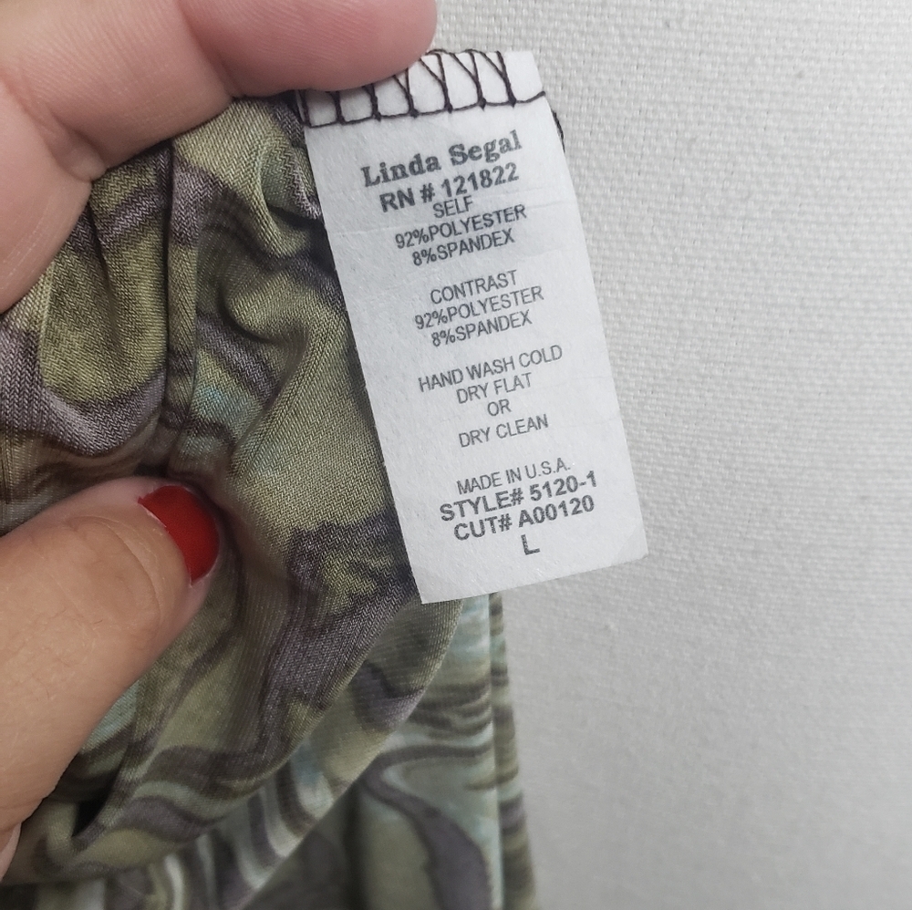 NWOT Linda Segal Print Feather Tank Top - Picture 6 of 9